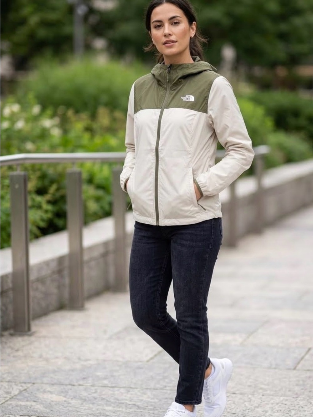 The North Face Olive Green and Cream Utility Jacket